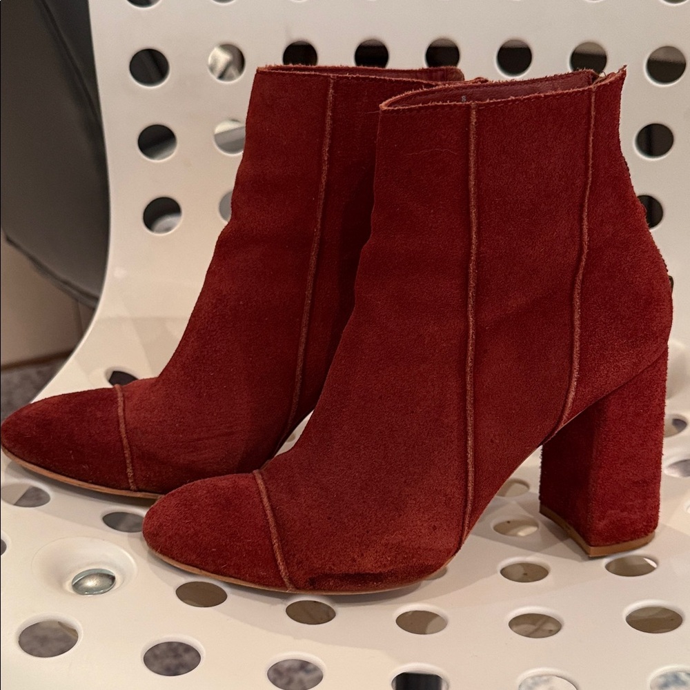 Burnt orange/ Red leather Ankle Boots sz 8